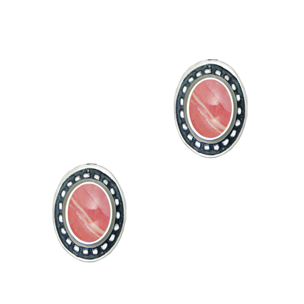 Sterling Silver Rhodocrosite Post Stud Earrings